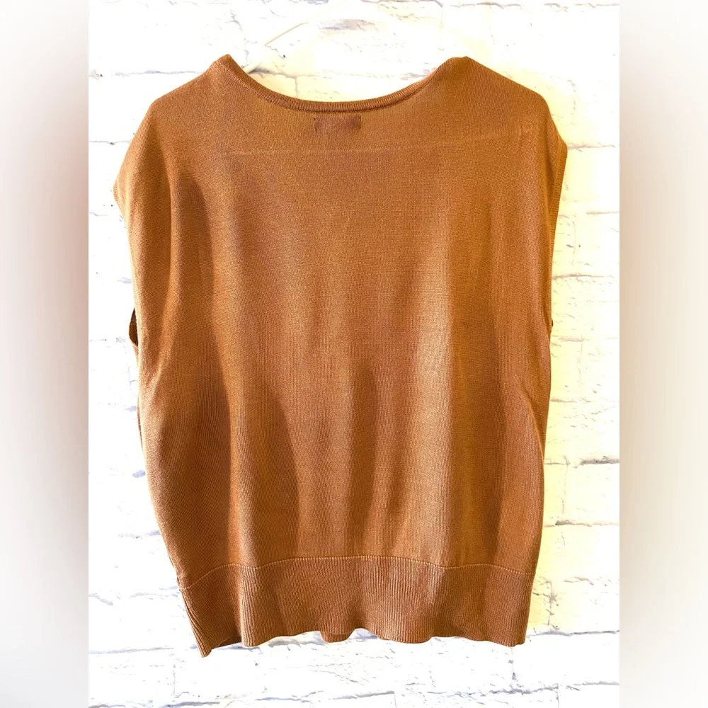 EUC New York And Co Wrap Stretch Sweater Vest Rust Brown Size Large - Picture 2 of 5